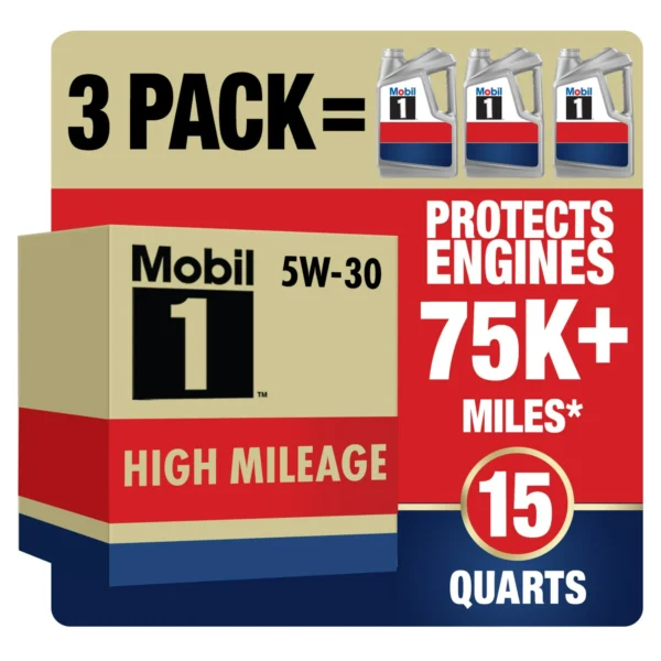 Mobil 1™ High Mileage Full-Synthetic Motor Oil 5W-30  (Pack of 3) - Image 3