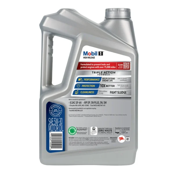 Mobil 1™ High Mileage Full-Synthetic Motor Oil 5W-30  (Pack of 3) - Image 2